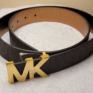 MICHAEL KORS BROWN/GOLD LOGO BELT